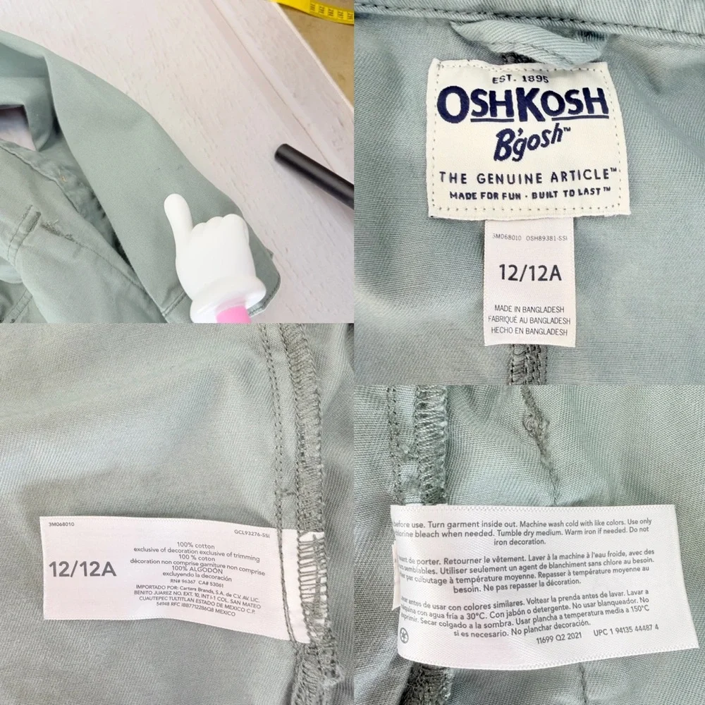OshKosh‎ B’gosh Girls Utility Jacket Size 12/12A Sage Green